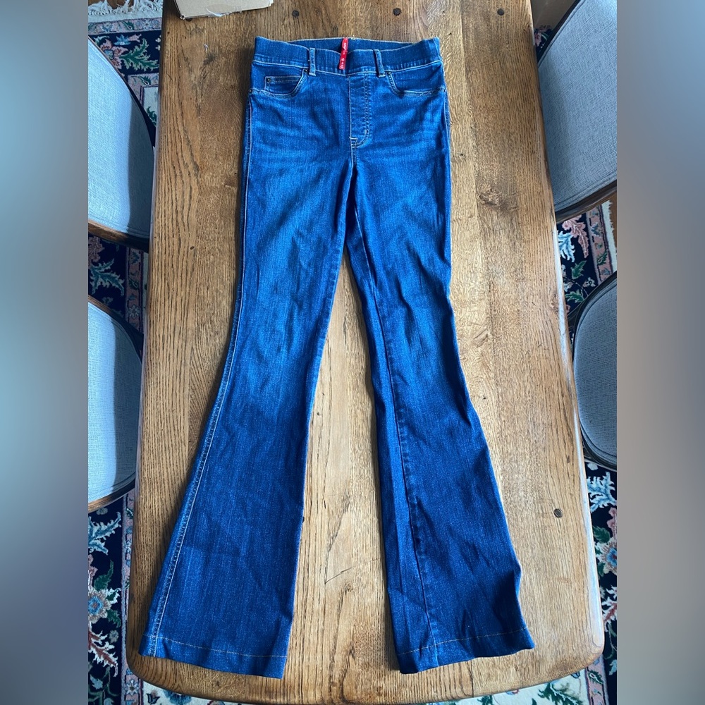 Spanx highrise dark wash pull on jeans size small tall then hemmed to 33” inseam